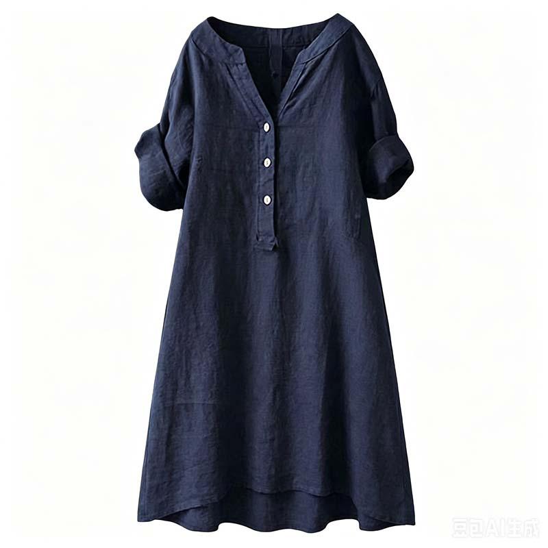 👗 LIMITED-TIME 50% OFF! ✨ Women's V-Neck Tunic Dress – Button Down, 12 Colors, Plus Size 🌸