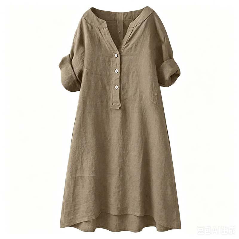 👗 LIMITED-TIME 50% OFF! ✨ Women's V-Neck Tunic Dress – Button Down, 12 Colors, Plus Size 🌸