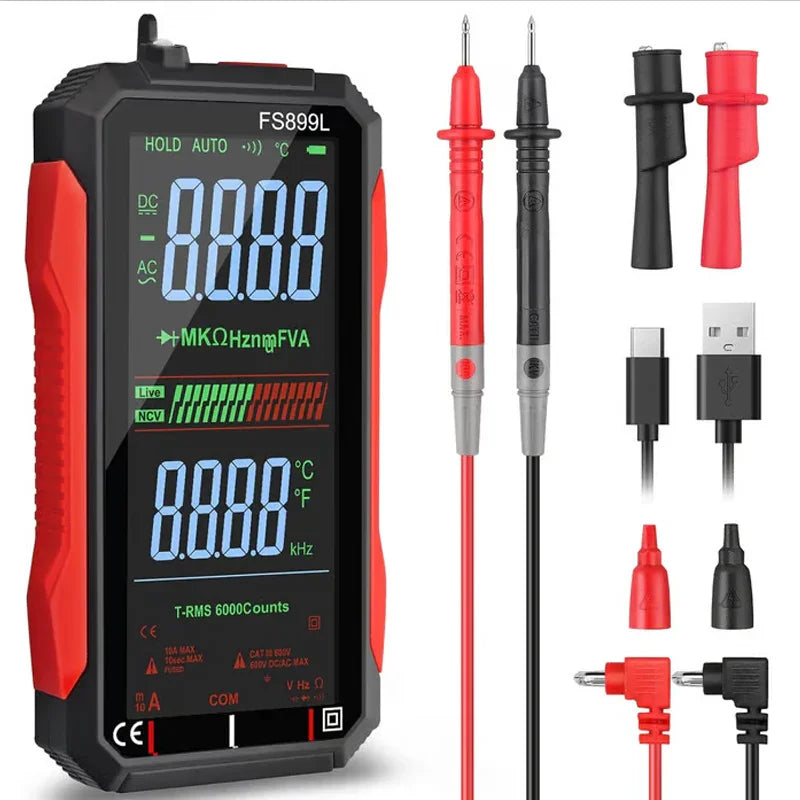 ⏰ Now only 50% off!⏰USB Rechargeable Digital Multimeter – True RMS, Auto-Ranging & Backlit LCD Display, CAT III 1000V 🛡️