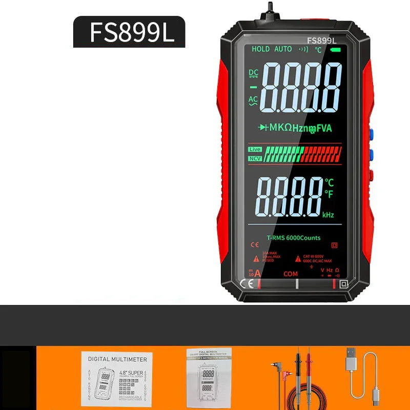 ⏰ Now only 50% off!⏰USB Rechargeable Digital Multimeter – True RMS, Auto-Ranging & Backlit LCD Display, CAT III 1000V 🛡️