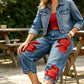 👖 LIMITED-TIME 50% OFF! ✨ Women's Floral Wide-Leg Jeans – Unique Appliqué, Soft, 6 Colors 🌸