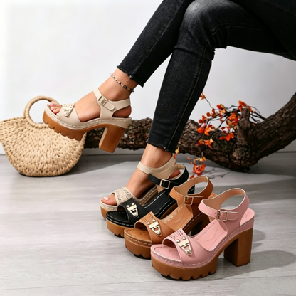 👡 LIMITED-TIME 50% OFF! ✨ Women's Chunky Heel Platform Sandals – Stable, Cushioned, Summer 🌞