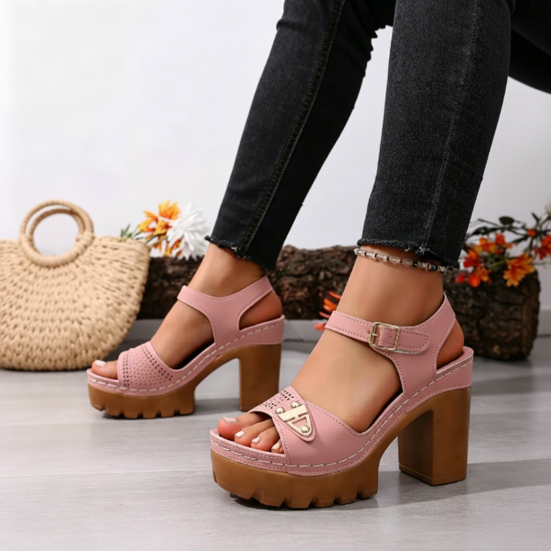 👡 LIMITED-TIME 50% OFF! ✨ Women's Chunky Heel Platform Sandals – Stable, Cushioned, Summer 🌞