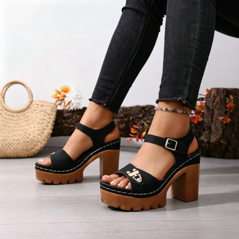 👡 LIMITED-TIME 50% OFF! ✨ Women's Chunky Heel Platform Sandals – Stable, Cushioned, Summer 🌞