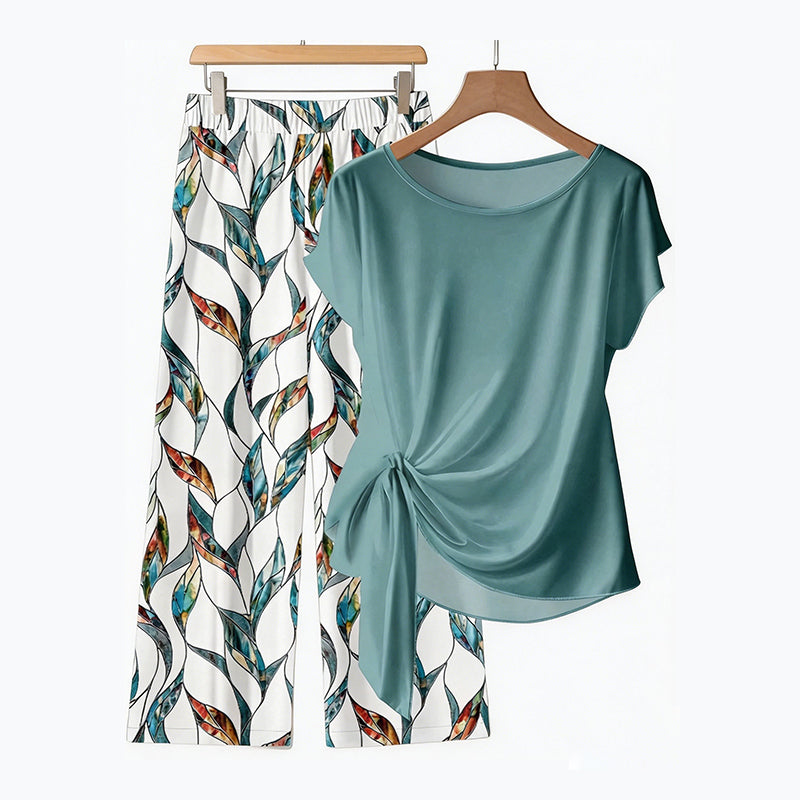 👕 LIMITED-TIME 50% OFF! ✨ Women's Side-Tie Set – Top & Pants, 2 Colors, S-5XL 👒