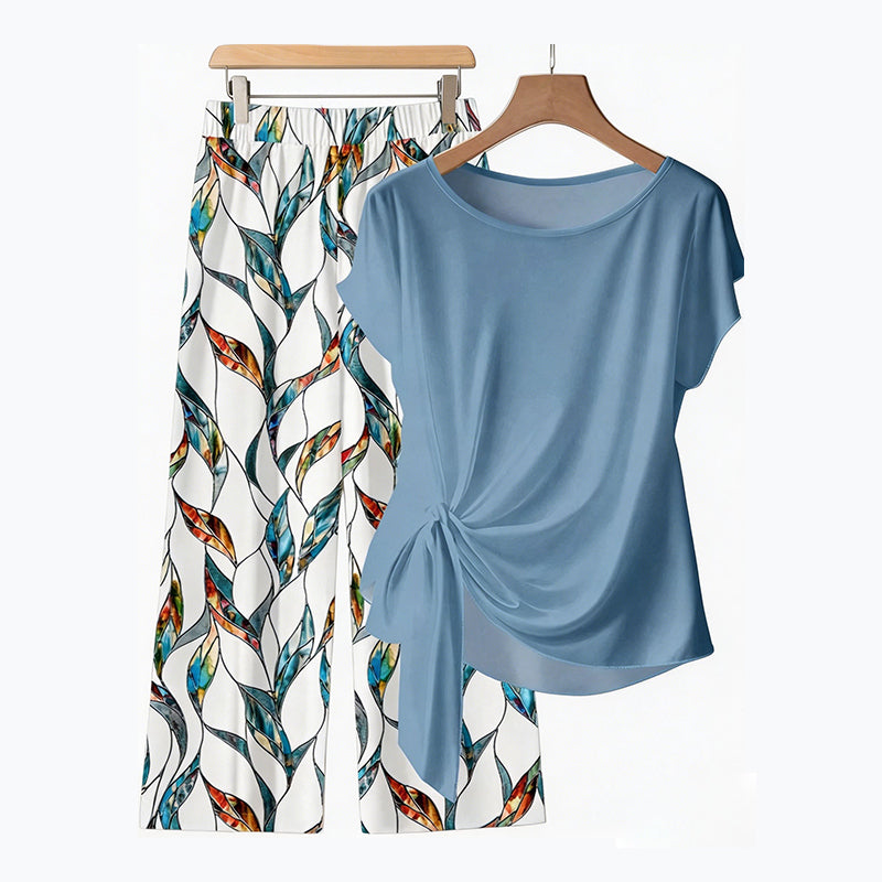 👕 LIMITED-TIME 50% OFF! ✨ Women's Side-Tie Set – Top & Pants, 2 Colors, S-5XL 👒