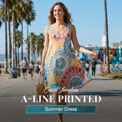 🎁2026 New Arrivals 50% OFF💥Casual Sleeveless A-Line Printed Summer Dress