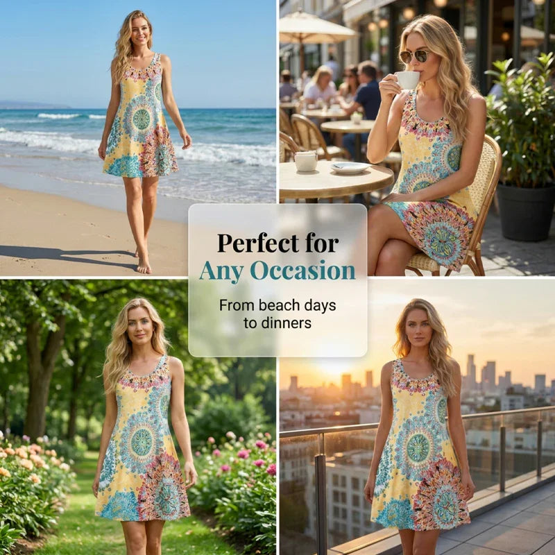 🎁2026 New Arrivals 50% OFF💥Casual Sleeveless A-Line Printed Summer Dress