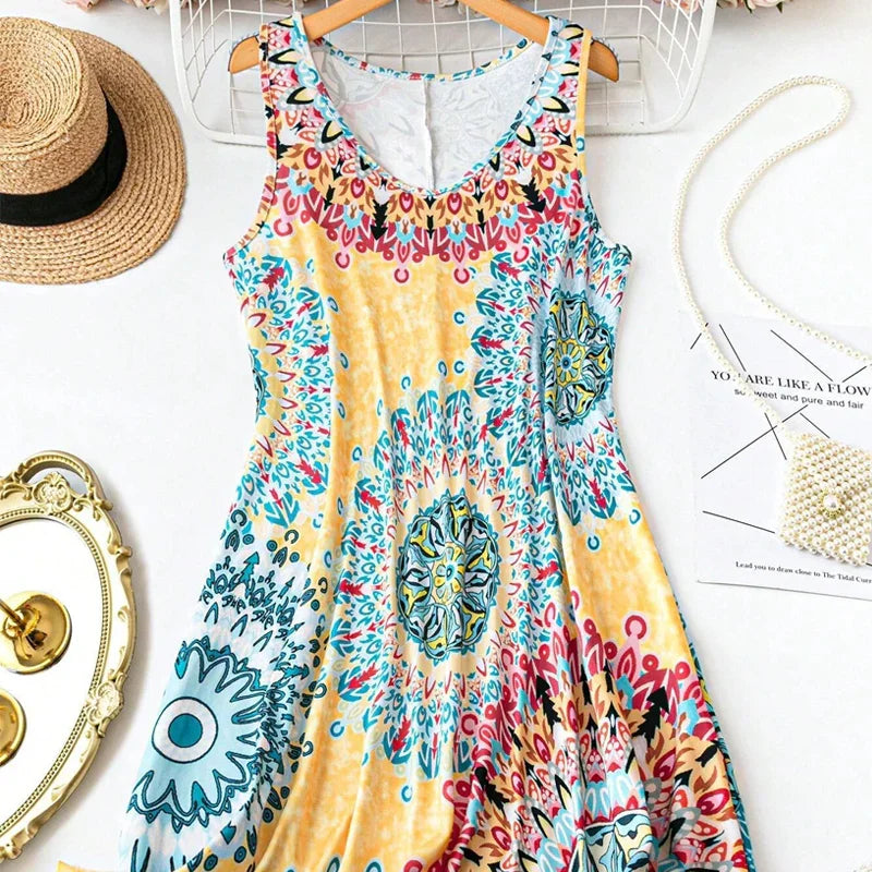 🎁2026 New Arrivals 50% OFF💥Casual Sleeveless A-Line Printed Summer Dress