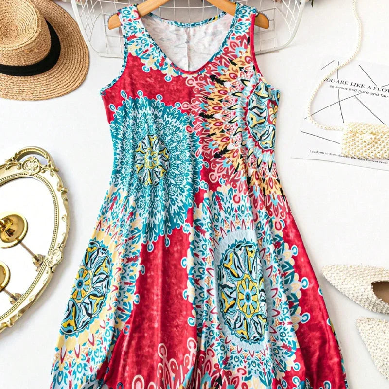🎁2026 New Arrivals 50% OFF💥Casual Sleeveless A-Line Printed Summer Dress