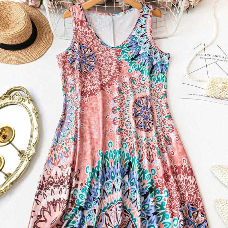 🎁2026 New Arrivals 50% OFF💥Casual Sleeveless A-Line Printed Summer Dress