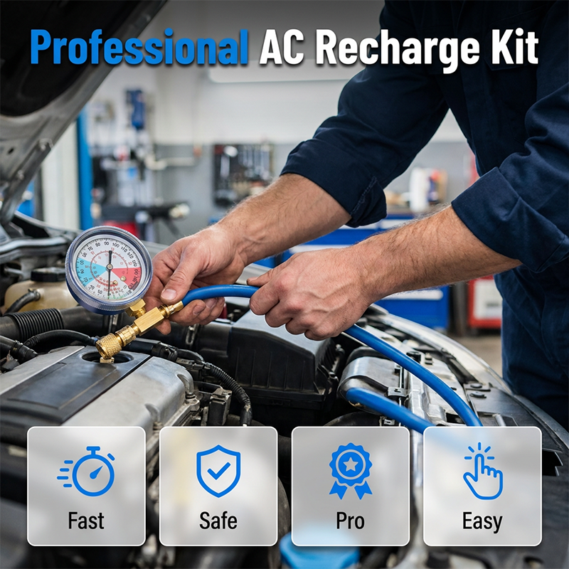 ⏳Time-Limited Special⏰R134a AC Refrigerant Charging Hose with Gauge – Universal & Easy DIY Tool 🔧