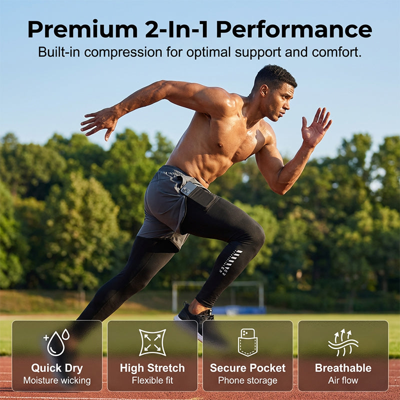 ⏳Time-Limited Special⏰Men's 2-in-1 Running Tights with Shorts