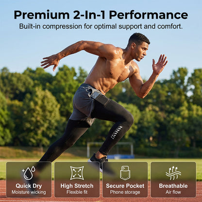 ⏳Time-Limited Special⏰Men's 2-in-1 Running Tights with Shorts