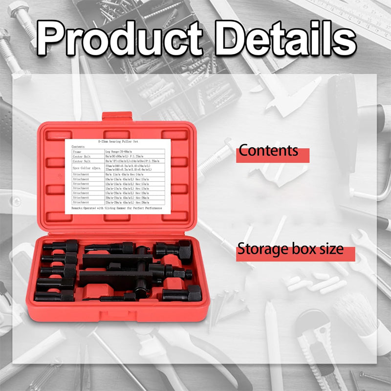 📢📢50% OFF !! ⏰ 10 PCS Motorcycle Bearing Puller Tool Kit – Heavy Duty & Portable – Mechanic Essential 🏍️