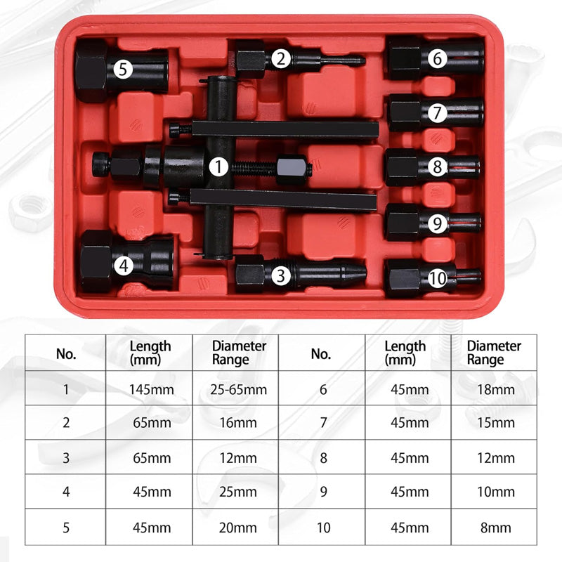 📢📢50% OFF !! ⏰ 10 PCS Motorcycle Bearing Puller Tool Kit – Heavy Duty & Portable – Mechanic Essential 🏍️