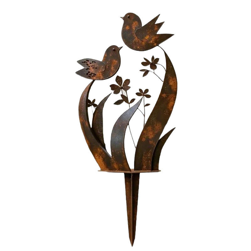 🔥50% OFF🔥Rustic Bird & Flower Metal Garden Stake