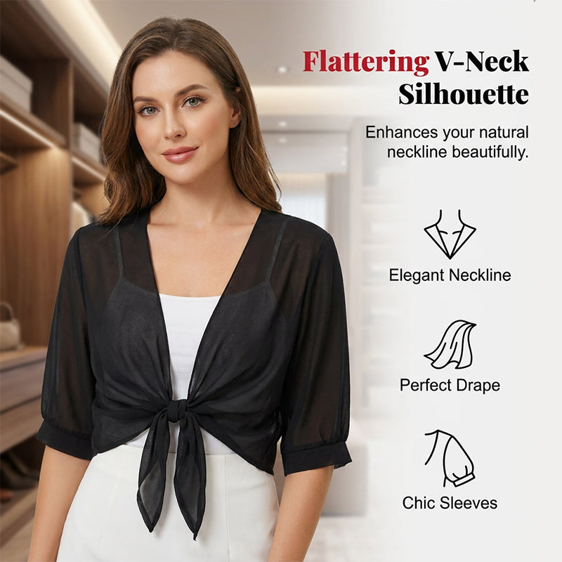 ⏳Limited-time 50% off⏰Women's Chiffon Tie-Front Top – Summer Layering Essential 🍃