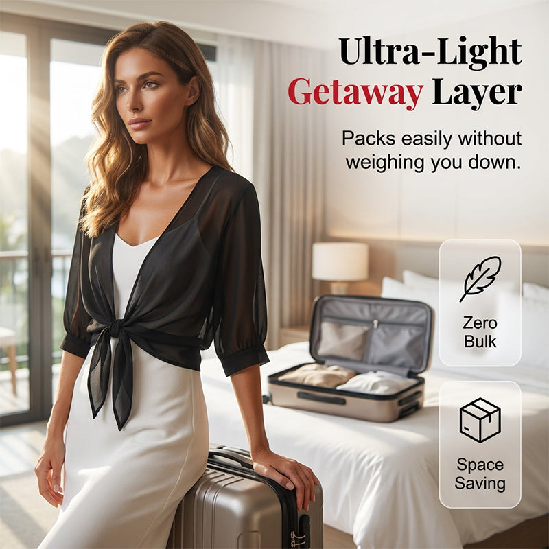 ⏳Limited-time 50% off⏰Women's Chiffon Tie-Front Top – Summer Layering Essential 🍃