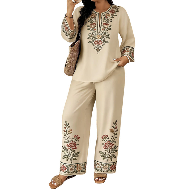📢📢54% OFF !! ⏰Women's Long Sleeve Blouse & Wide-Leg Pants Set👚👖