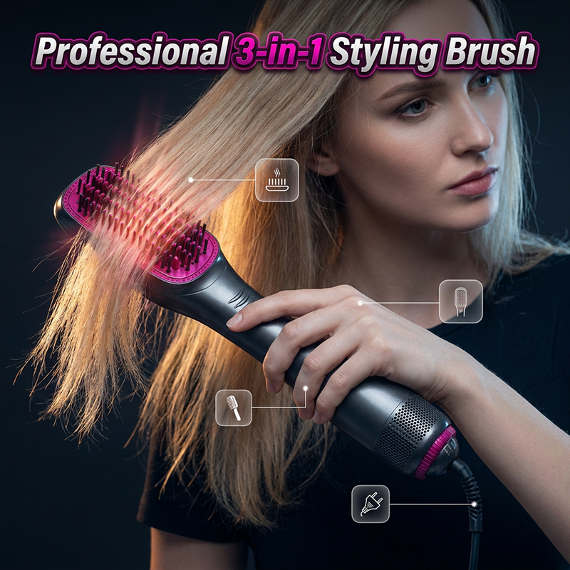 🎉 2026 Sale — Over 162,000 Sold! ✨ 3-in-1 Hot Air Brush – Dry, Detangle & Volumize – Salon-Glossy Results at Home! 🌀