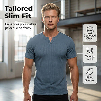 👔 LIMITED-TIME 50% OFF! ✨ Men's V-Neck Short-Sleeve Shirt – Slim Fit, Modern, All-Day Fresh 🌀
