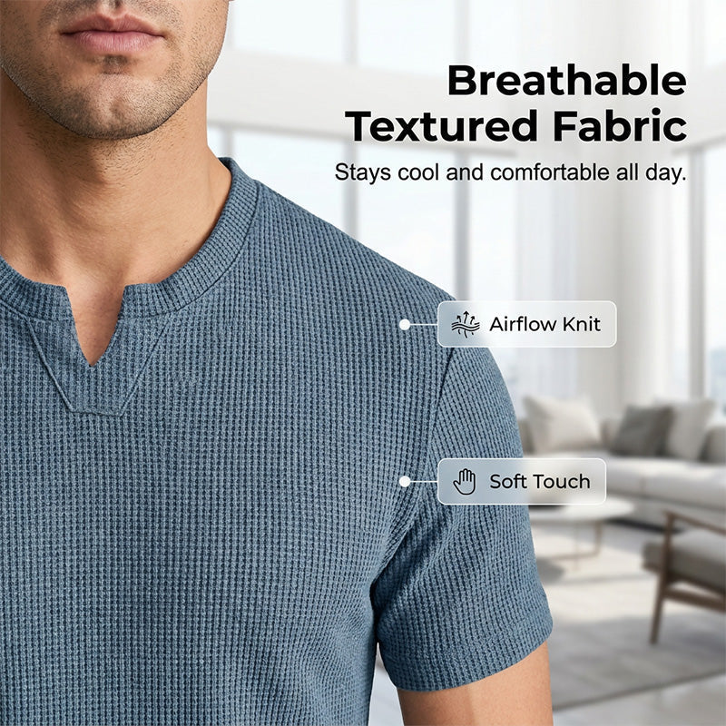 👔 LIMITED-TIME 50% OFF! ✨ Men's V-Neck Short-Sleeve Shirt – Slim Fit, Modern, All-Day Fresh 🌀