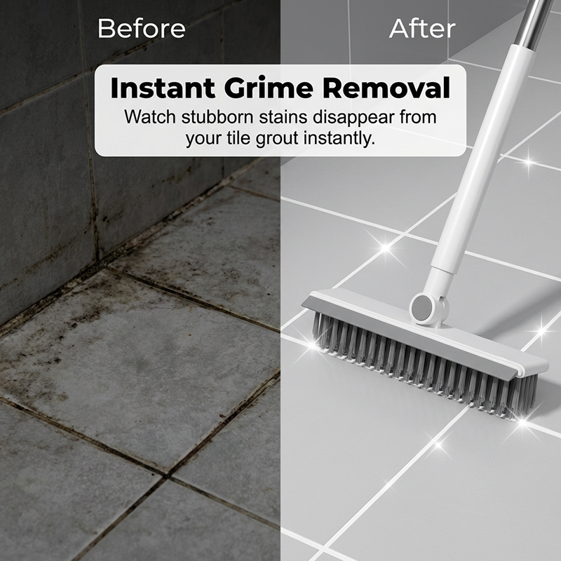🧹 2-in-1 Grout & Corner Scrubber Brush with Squeegee🫧