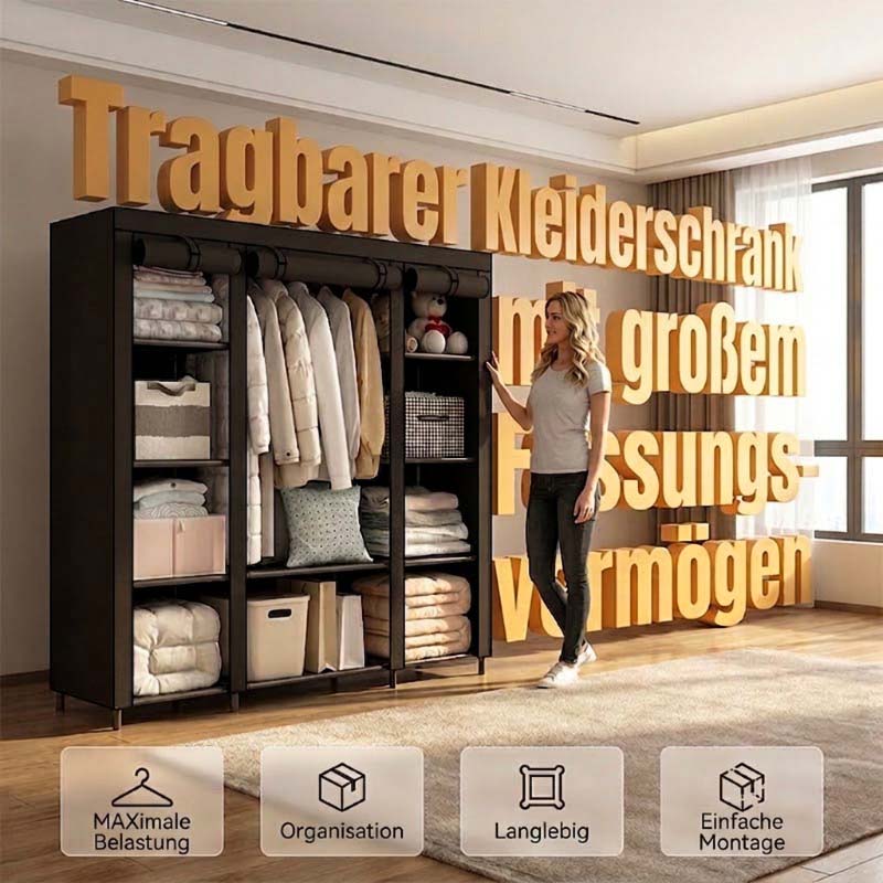 🔥📦 LAST DAY 50% OFF! Portable Non-Woven Fabric Wardrobe – Easy Assembly, Steel Frame, 3 Sizes – Perfect for Bedroom & Dressing Room 🏠✨