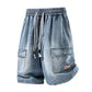 👖 50% OFF NOW! 🏙️ Men's Loose Denim Cargo Shorts – High Street Style & Adjustable Fit 🛹