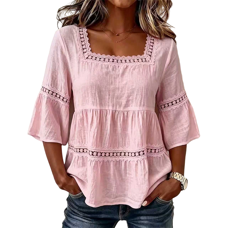 ⏳Limited-time 50% off⏰ Elegant Square Neck Summer Blouse🌸👚