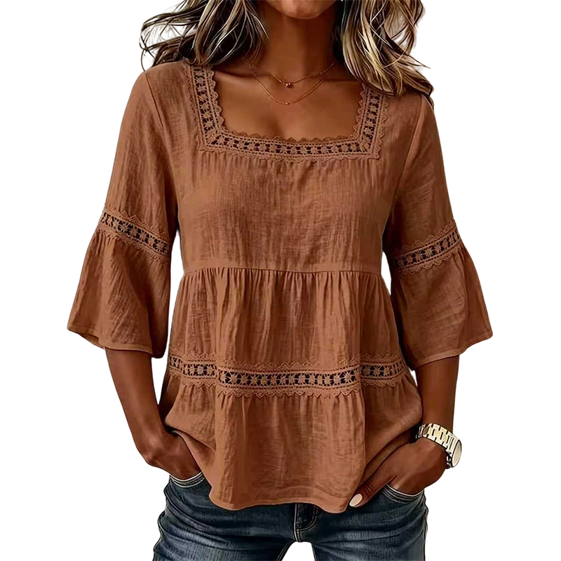 ⏳Limited-time 50% off⏰ Elegant Square Neck Summer Blouse🌸👚
