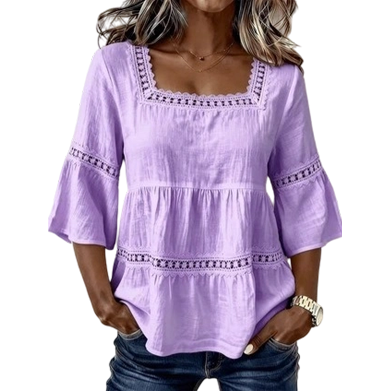 ⏳Limited-time 50% off⏰ Elegant Square Neck Summer Blouse🌸👚