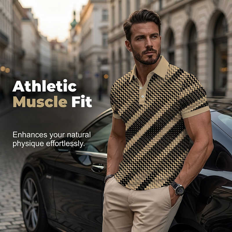 👔 LIMITED-TIME 50% OFF! 💥 Men's Geometric Print Collared Shirts – Muscle Fit, Breathable, Fade Resistant ✨
