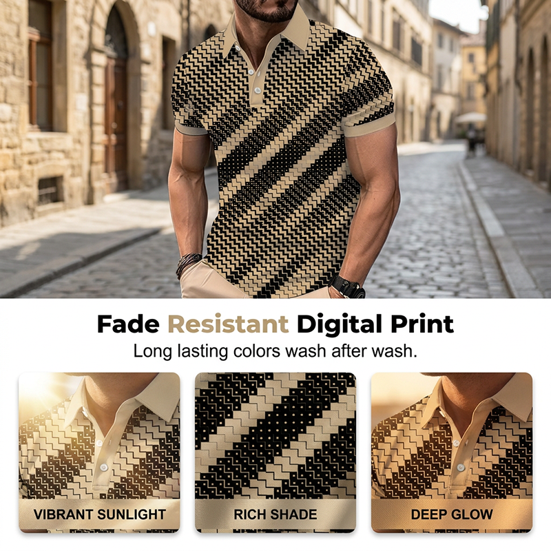 👔 LIMITED-TIME 50% OFF! 💥 Men's Geometric Print Collared Shirts – Muscle Fit, Breathable, Fade Resistant ✨