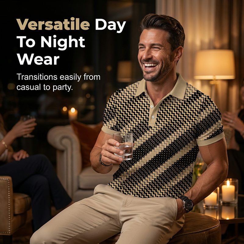👔 LIMITED-TIME 50% OFF! 💥 Men's Geometric Print Collared Shirts – Muscle Fit, Breathable, Fade Resistant ✨