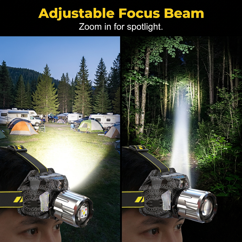 🔦✨ Rechargeable 5-Color LED Headlamp – Motion Sensor & Fishing/UV Modes 💡