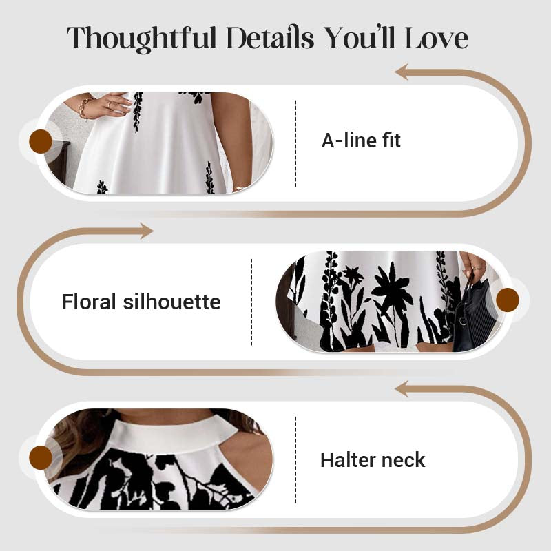 🌸 LIMITED-TIME 50% OFF! 💥 Women's Floral Print Halter Neck Dress – Chic, Flowy, Summer Essential ✨