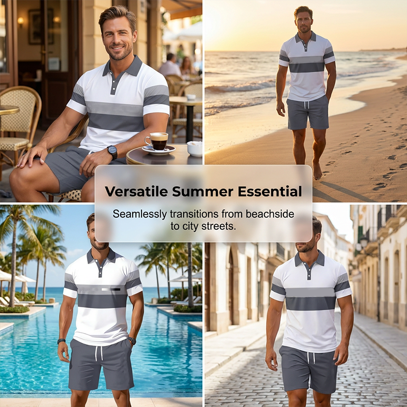 👕50% OFF!💥Men's Two-Piece Shirt and Shorts Set – Digital Print, Athletic Fit, Wrinkle Resistant ✨