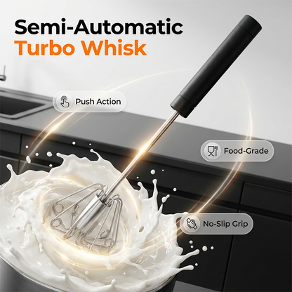 🥚🍳 Semi-automatic stainless steel hand whisk 🔧✨