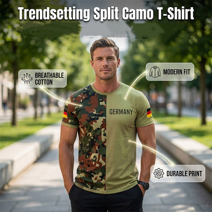 Men's Camouflage Patchwork Crewneck T-Shirt