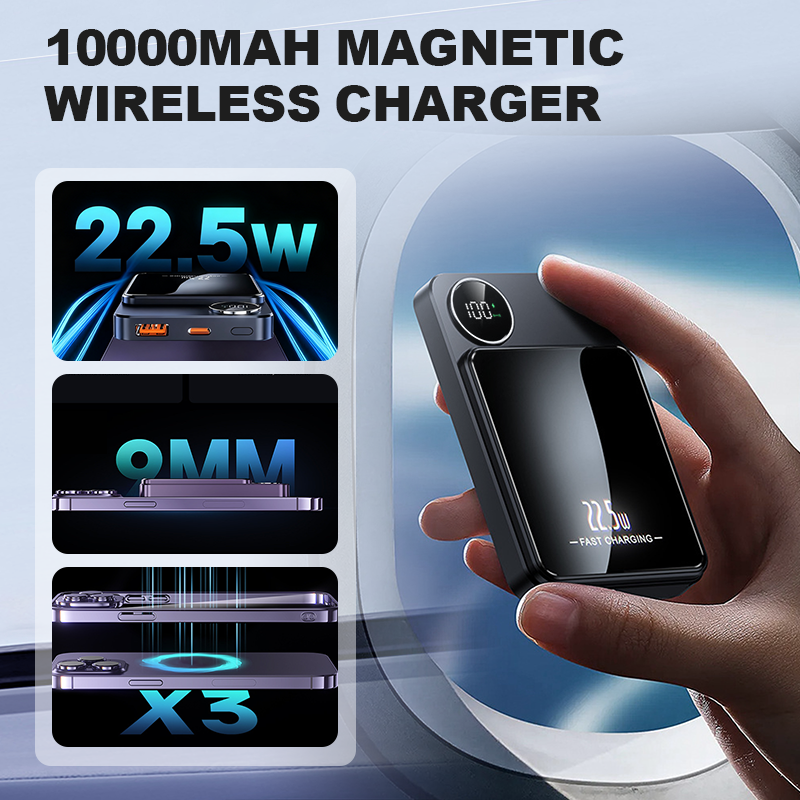⏰🔥LIMITED TIME 50% OFF!🔥50K+ SOLD!🔋✨Professional Magnetic Charger for Travelers & Professionals 🧲| 22.5W Wired & 15W Wireless | 10,000 mAh | Fast Delivery💥