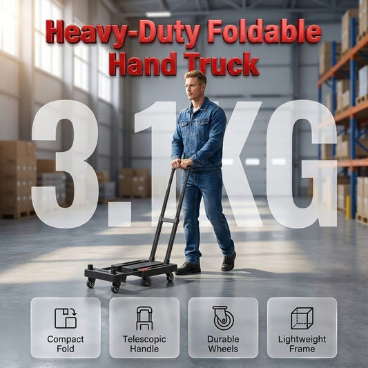 🚛 Foldable Hand Truck | 150 kg Load Capacity 💪 | Quiet PU Wheels 🔇 | Telescopic Handle & Safety Lock 🔒 | Compact & Space-Saving 📦