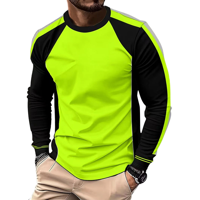 📢📢40% OFF !! ⏰Crewneck Color Block Long Sleeve T-Shirt