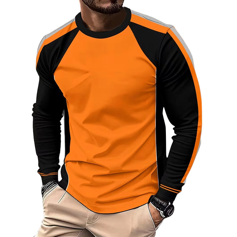 📢📢40% OFF !! ⏰Crewneck Color Block Long Sleeve T-Shirt