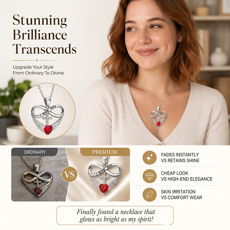 🥳2026 HOT SALE🥳💞50K+ SOLD!✨ 💝 Infinity Heart Cross Necklace with Wing Pendant – Faith & Eternal Love ✨