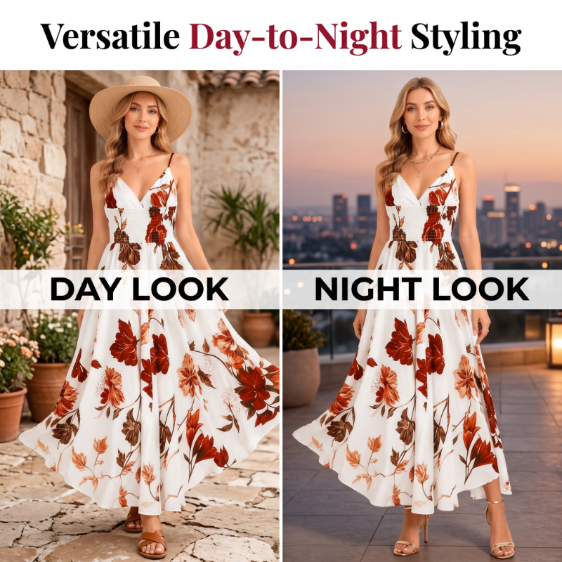 👗🌸Women's Printed Spaghetti Strap Maxi Dress