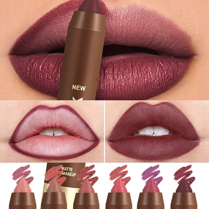 💄 Long-Lasting Matte Lip Crayon for Women – 2-in-1 Liner & Lipstick – Hydrating, Non-Drying & Precision Triangular Tip – 6 Colors ✨
