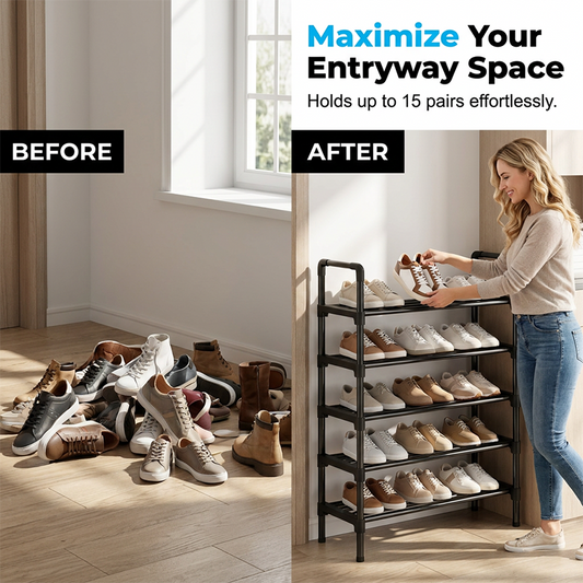 👟 50% OFF NOW! 🏠 Multi-layer Shoe Storage Shelf – High capacity, tool-free assembly & sturdy design – Organize up to 18 pairs in minutes 🛠️