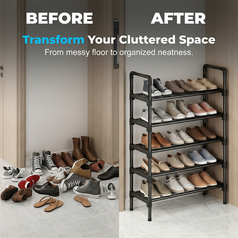👟 50% OFF NOW! 🏠 Multi-layer Shoe Storage Shelf – High capacity, tool-free assembly & sturdy design – Organize up to 18 pairs in minutes 🛠️